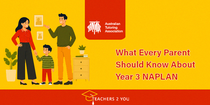 Year 3 NAPLAN guide for parents, Australian Tutoring Association, family illustration, NAPLAN preparation tips, primary school assessment support.